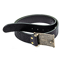 Кожаный мужской ремень с пряжкой Герб РФ  : фото 2