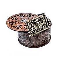 Кожаный мужской ремень с пряжкой Герб РФ  : фото 3