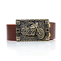 Ремень кожаный с пряжкой Kawasaki