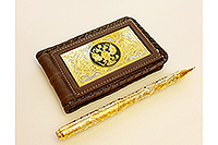 Набор Визитница кожаная и ручка украшенная  : фото 3