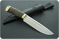 Нож Селигер стабилизированная карельская береза, 95х18, латунь : фото 10