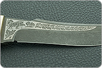 Нож Клык стабилизированная карельская береза, n690, латунь : фото 5