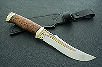 Нож Клык стабилизированная карельская береза, n690, латунь : фото 10