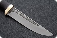 Нож Лиса граб - черное дерево, латунь, пескоструйная тонировка : фото 4