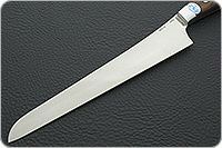 Кухонный нож для нарезки ветчины цельнометаллический накладки орех, 95х18, без дополнительной обработки : фото 3