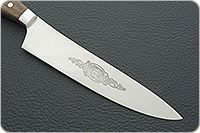Кухонный нож Поварской цельнометаллический накладки орех, 95х18, алюминий : фото 4