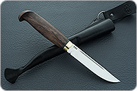 Нож Финка-Лаппи стабилизированная карельская береза, 100х13м, латунь : фото 8