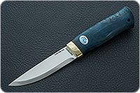 Нож Кузюк стабилизированная карельская береза, elmax, латунь : фото 2