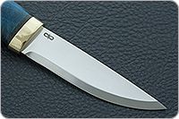 Нож Кузюк стабилизированная карельская береза, elmax, латунь : фото 4