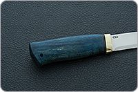 Нож Кузюк стабилизированная карельская береза, elmax, латунь : фото 5