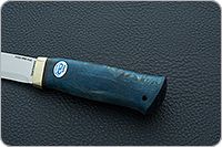 Нож Кузюк стабилизированная карельская береза, elmax, латунь : фото 6