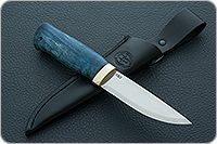 Нож Кузюк стабилизированная карельская береза, elmax, латунь : фото 9