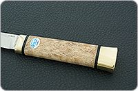 Нож Бурятский средний карельская береза, elmax, латунь : фото 6