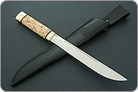 Нож Бурятский средний карельская береза, elmax, латунь : фото 9