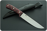 Нож Лиса ЦМ накладки стабилизированная карельская береза, 100х13м, цельнометаллический : фото 9