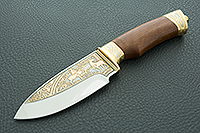  Украшенный Нож Якут орех, эи-107, латунь в золоте : фото 2