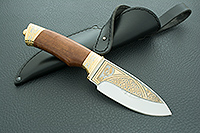  Украшенный Нож Якут орех, эи-107, латунь в золоте : фото 10