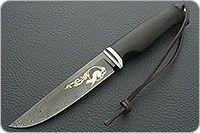 Нож Соболь престиж+ граб - черное дерево, дамаск, дюраль : фото 2