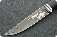 Нож Соболь престиж+ граб - черное дерево, дамаск, дюраль : фото 3