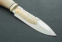 Нож Спас-1 кап березовый, латунь, золочение клинка : фото 3