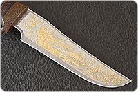 Нож Гелиос-2 наборная кожа, текстолит, золочение клинка : фото 3