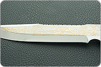 Нож охотничий НС-05 (золочение клинка) береста, х50crmov15, текстолит : фото 8