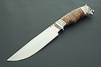 Нож Лось (литье головы медведя) карельская береза , 100х13м, литье медведь : фото 2