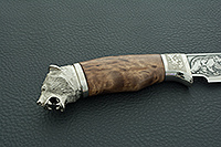 Нож Лось (литье головы медведя) карельская береза , 100х13м, литье медведь : фото 5