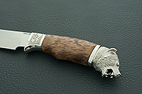 Нож Лось (литье головы медведя) карельская береза , 100х13м, литье медведь : фото 6