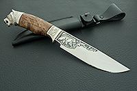 Нож Лось (литье головы медведя) карельская береза , 100х13м, литье медведь : фото 11