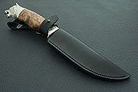 Нож Лось (литье головы медведя) карельская береза , 100х13м, литье медведь : фото 12