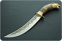 Нож Батыр (литье головы пумы большой) кап березовый, 100х13м, литье пума : фото 2