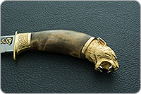 Нож Батыр (литье головы пумы большой) кап березовый, 100х13м, литье пума : фото 5