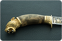 Нож Батыр (литье головы пумы большой) кап березовый, 100х13м, литье пума : фото 6