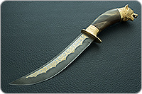 Нож Батыр (литье головы медведя) кап березовый, дамаск, литье медведь : фото 2