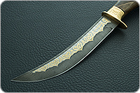 Нож Батыр (литье головы медведя) кап березовый, дамаск, литье медведь : фото 3