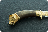 Нож Батыр (литье головы медведя) кап березовый, дамаск, литье медведь : фото 6