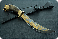 Нож Батыр (литье головы медведя) кап березовый, дамаск, литье медведь : фото 11