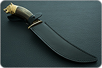 Нож Батыр (литье головы медведя) кап березовый, дамаск, литье медведь : фото 12