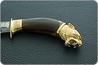 Нож Батыр (литье головы пумы большой) кап березовый, дамаск, литье пума : фото 6