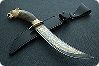 Нож Батыр (литье головы пумы большой) кап березовый, дамаск, литье пума : фото 11