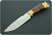 Нож Горностай (литье головы медведя) орех, 100х13м, литье медведь : фото 2