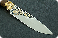 Нож Горностай (литье головы медведя) орех, 100х13м, литье медведь : фото 4