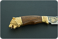 Нож Горностай (литье головы медведя) орех, 100х13м, литье медведь : фото 5