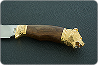 Нож Горностай (литье головы медведя) орех, 100х13м, литье медведь : фото 6