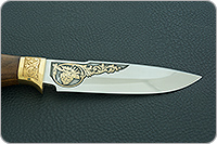 Нож Горностай (литье головы медведя) орех, 100х13м, литье медведь : фото 7