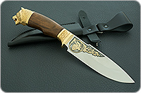 Нож Горностай (литье головы медведя) орех, 100х13м, литье медведь : фото 10