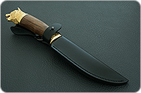 Нож Горностай (литье головы медведя) орех, 100х13м, литье медведь : фото 11