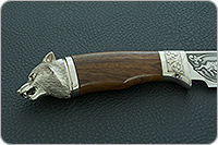 Нож Лось (литье головы волка) орех, 100х13м, литье волк : фото 5