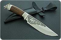 Нож Лось (литье головы волка) орех, 100х13м, литье волк : фото 10